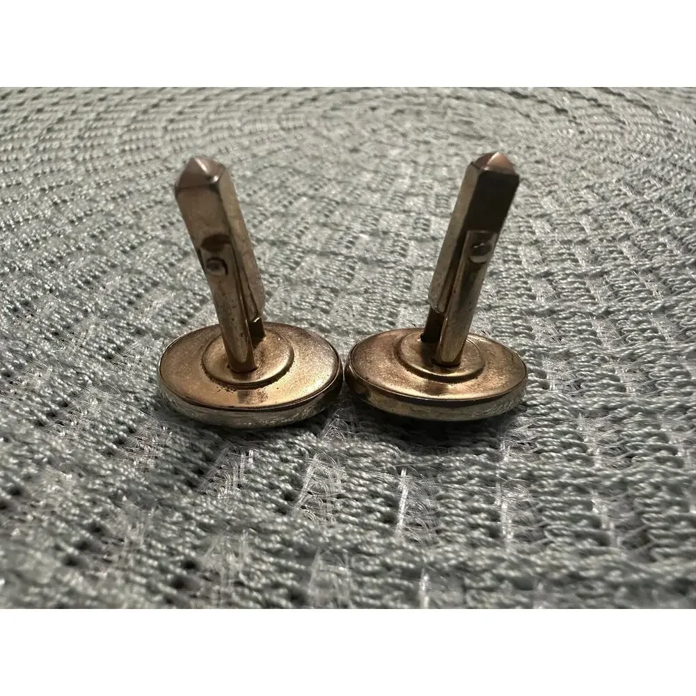 EUC Vintage Freemason Masonic Cufflinks Pair Gold Tone Red Enamel